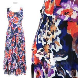 Jones Studio Colorful Floral Sleeveless Summer Sun Dress Boho Size 2 NWT